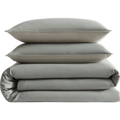 Calvin Klein Contrast Weave Duvet Cover & Shams Set In Gray