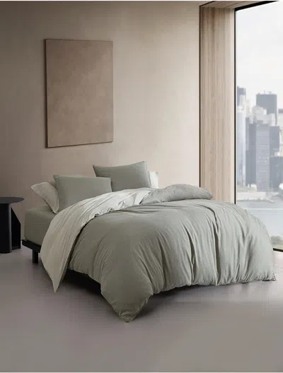 Calvin Klein Contrast Weave Duvet Cover Set In Gray