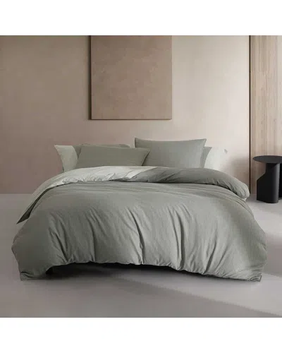 Calvin Klein Contrast Weave Sateen Duvet Set In Blue