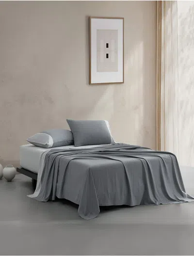 Calvin Klein Contrast Weave Sheet Set In Gray