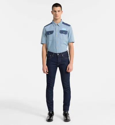 Pre-owned Calvin Klein Contrasting Western Ck Logo Denim Shirt In Blue