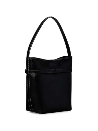 Calvin Klein Contrast-stitch Buckle-detail Bucket Bag In Black