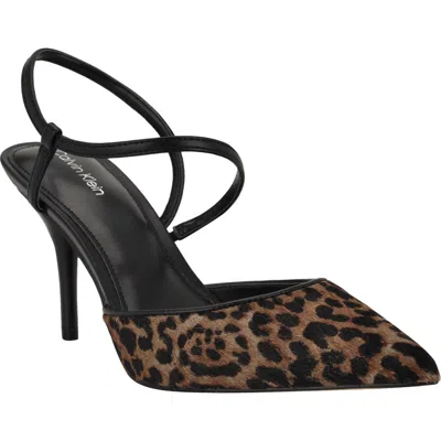 Calvin Klein Corderaly Genuine Calf Hair Pointed Toe Pump In Animal Print