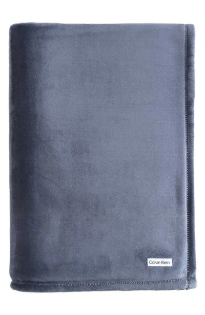 Calvin Klein Core Plush Blanket In Slate B Lue