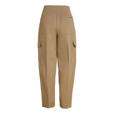 Calvin Klein Cotton And Linen Trousers In Brown