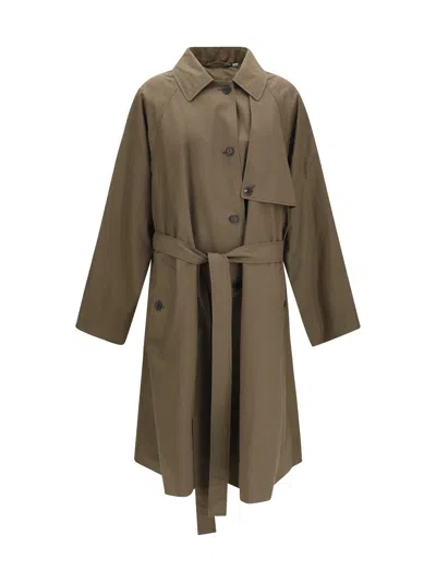 Calvin Klein Cotton Belted Trench Coat In Neutral