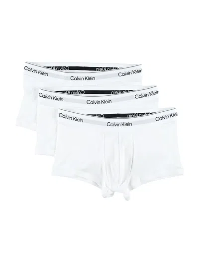 Calvin Klein Cotton Blend 3-pack Low Rise Trunks In White