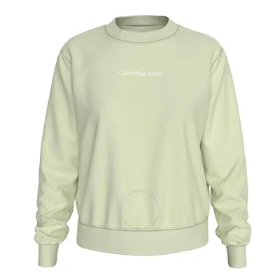 Calvin Klein Cotton Blend Fleece Sweatshirt In Green