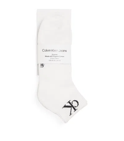 Calvin Klein Cotton-blend Quarter Socks In White