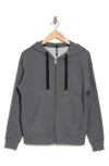 Calvin Klein Cotton Blend Zip Hoodie In Black Heather