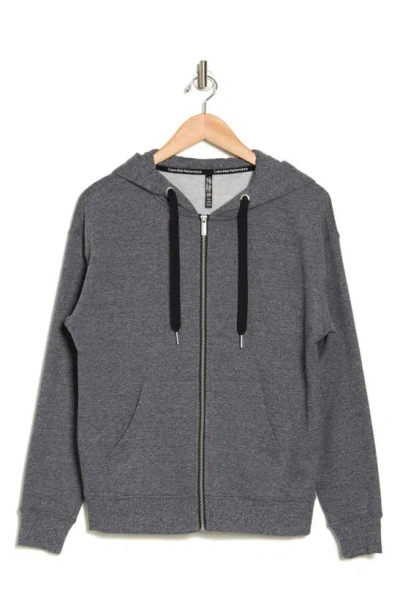 Calvin Klein Cotton Blend Zip Hoodie In Gray