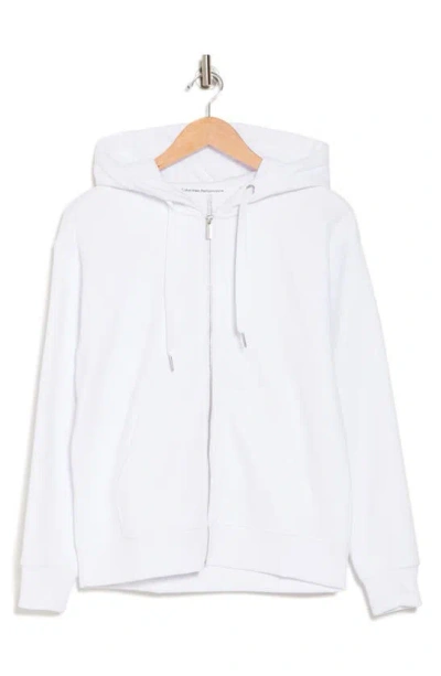 Calvin Klein Cotton Blend Zip Hoodie In White