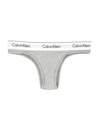 Calvin Klein Logo-waistband Thonh In Grau