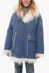 Calvin Klein Cotton-canvas Parka With Furred Lining In Blue