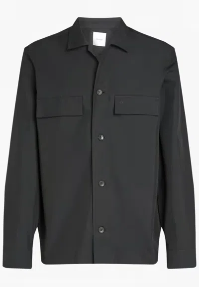 Calvin Klein Cotton Change Blend Overshirt In Nero