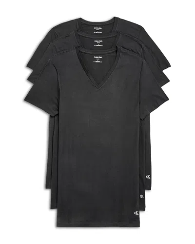 Calvin Klein Cotton Classics V Neck Tees, Pack Of 3 In Black