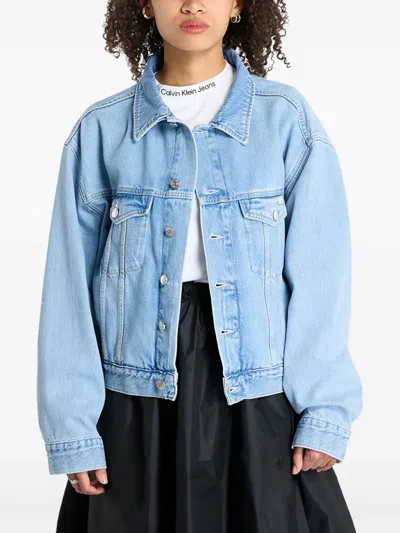 Calvin Klein Cotton Denim Jacket In Blue