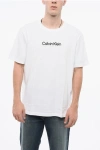 Calvin Klein Cotton Flock Crew-neck T-shirt With Velvet Logo In White
