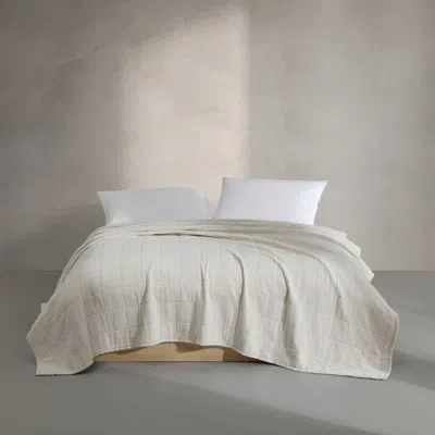Calvin Klein Cotton Gauze Solid Cotton Beige Quilt Set In Multi