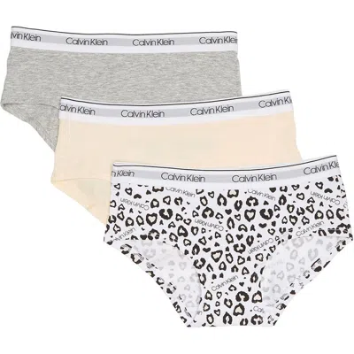 Calvin Klein Kids' Cotton Hipsters In Ckleonud/nud/hg