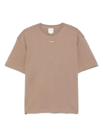 Calvin Klein Cotton Interlock T-shirt In Brown