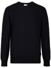 Calvin Klein Tonal Logo Smooth Cotton Crewneck Sweater In 黑色