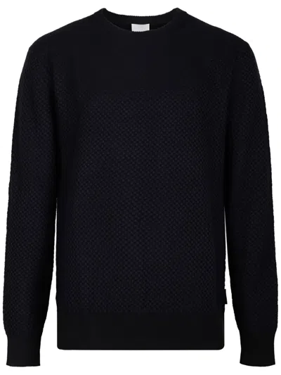 Calvin Klein Tonal Logo Smooth Cotton Crewneck Sweater In Black