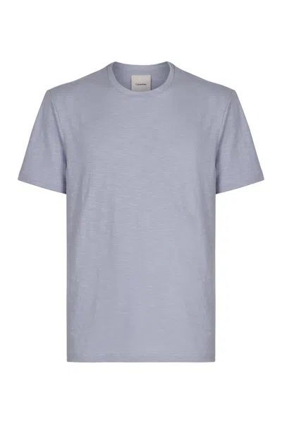 Calvin Klein Cotton-linen Blend T-shirt In Blue
