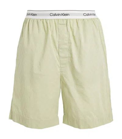 Calvin Klein Cotton Lounge Shorts In Green