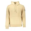 Calvin Klein Beige Brushed Cotton Hoodie With Central Pocket In Beige