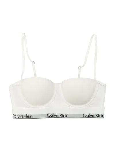 Calvin Klein Cotton Modal Bustier Bra With Convertible Straps In White