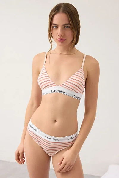 Calvin Klein Cotton Modal Lightly Lined Triangle Bralette In Burnt Orange, Women's At Urban Outfitters In Multi
