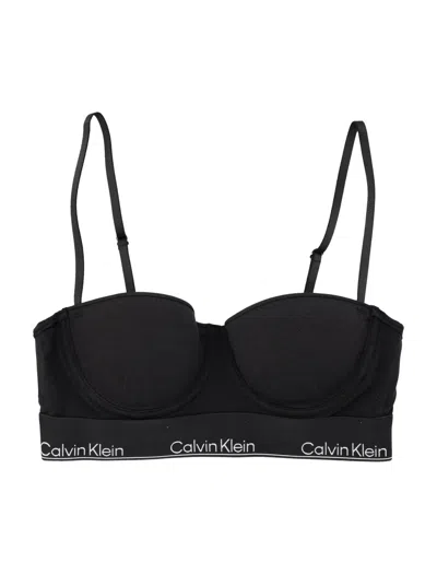 Calvin Klein Cotton Modal Mini Bustier Bra In Black