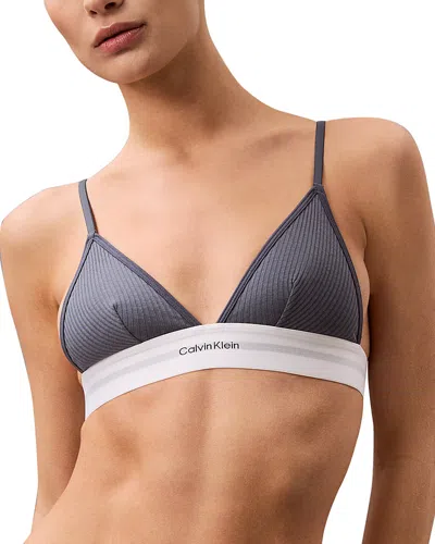 Calvin Klein Cotton Modal Stretch Rib Unlined Triangle Bralette In Grisaille