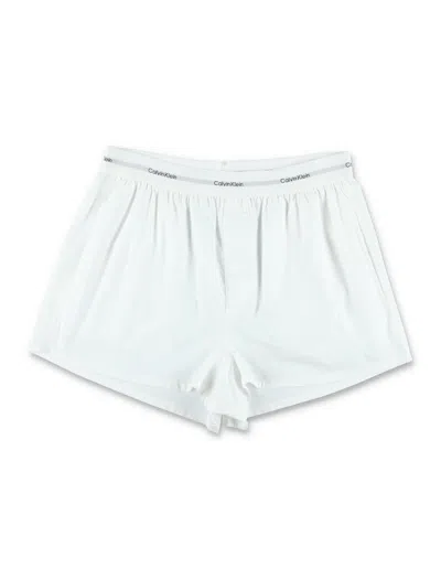 Calvin Klein Cotton Poplin Pyjama Shorts In Weiss