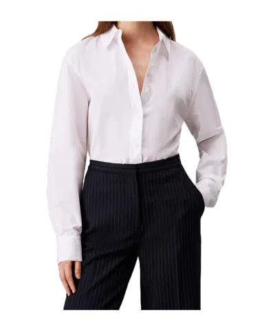 Calvin Klein Cotton Poplin Shirt In Black