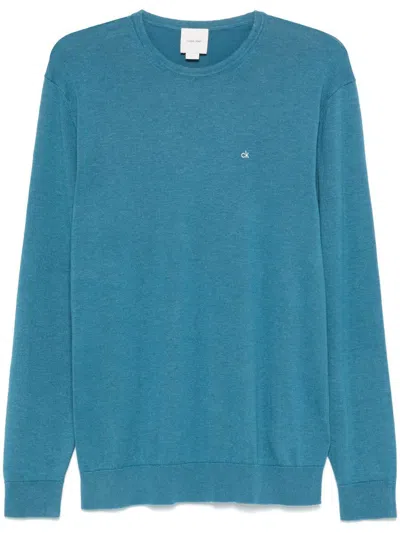 Calvin Klein Cotton Silk Blend Sweater Clothing In Blue