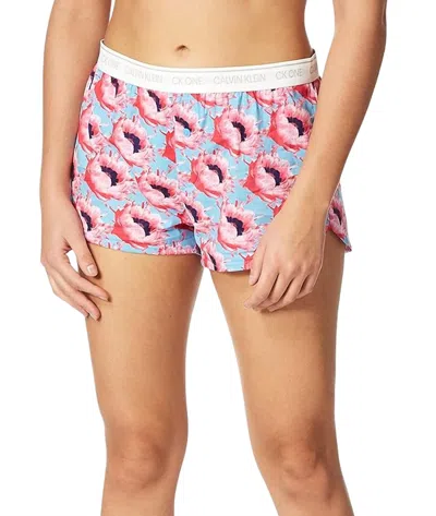 Calvin Klein Cotton Sleep Short In Pink Smoothie Floral In Multi
