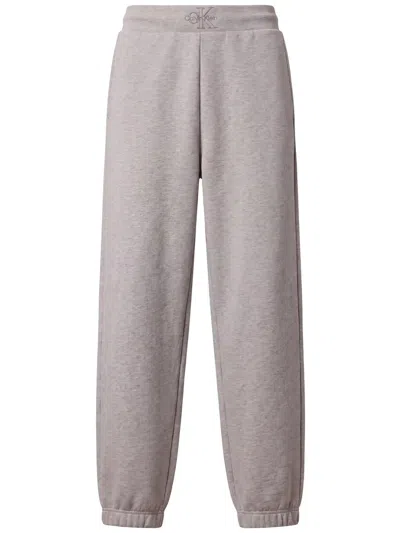 Calvin Klein Cotton Spacer Fleece Trousers In Gray