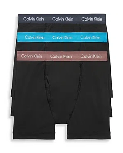 Calvin Klein Cotton Stretch Moisture Wicking Boxer Briefs, Pack Of 3 In N07 Black