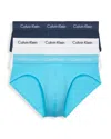 Calvin Klein Cotton Stretch Moisture Wicking Hip Briefs, Pack Of 3 In N White/