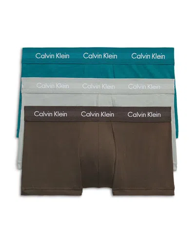 Calvin Klein Cotton Stretch Moisture Wicking Low Rise Trunks, Pack Of 3 In Mcz Mulch/