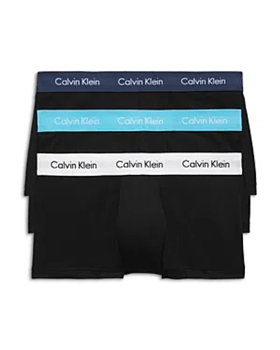 Calvin Klein Cotton Stretch Moisture Wicking Low Rise Trunks, Pack Of 3 In N34 Black