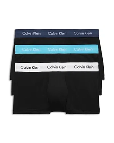 Calvin Klein Cotton Stretch Moisture Wicking Low Rise Trunks, Pack Of 3 In N Black