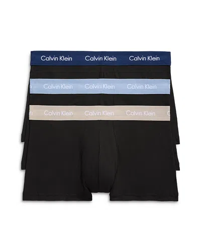 Calvin Klein Cotton Stretch Moisture Wicking Low Rise Trunks, Pack Of 3 In Pup Black