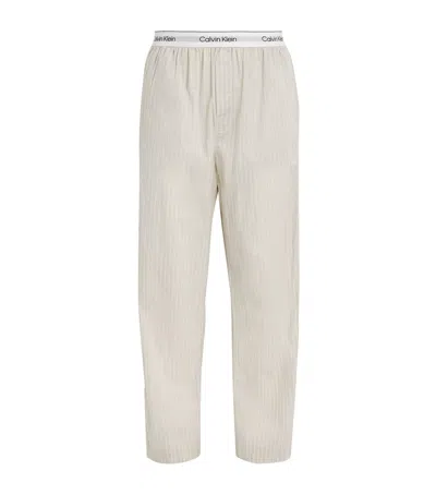 Calvin Klein Cotton Stripe Lounge Trousers In Green