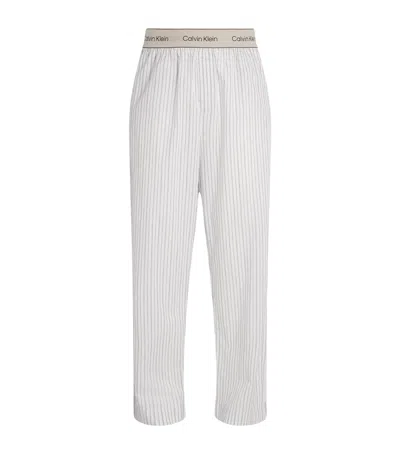 Calvin Klein Cotton Stripe Sleep Trousers In Gold