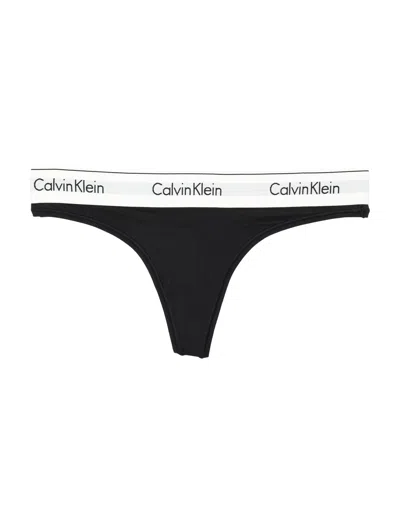 Calvin Klein Logo-band Thong In Black