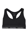 Calvin Klein Plus Modern Cotton Unlined Racerback Logo Tape Bralette In Black-gray In Black