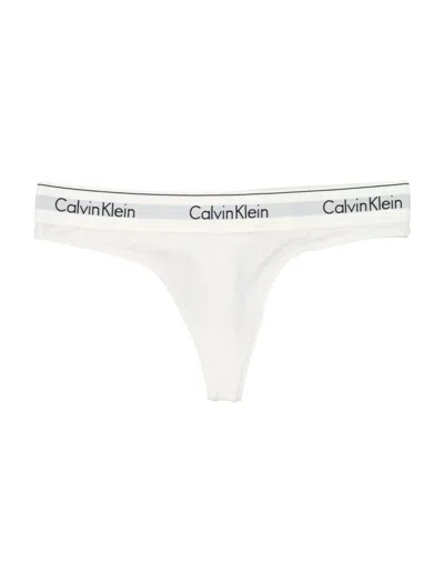 Calvin Klein Logo-waistband Mid-rise Thong In Weiss